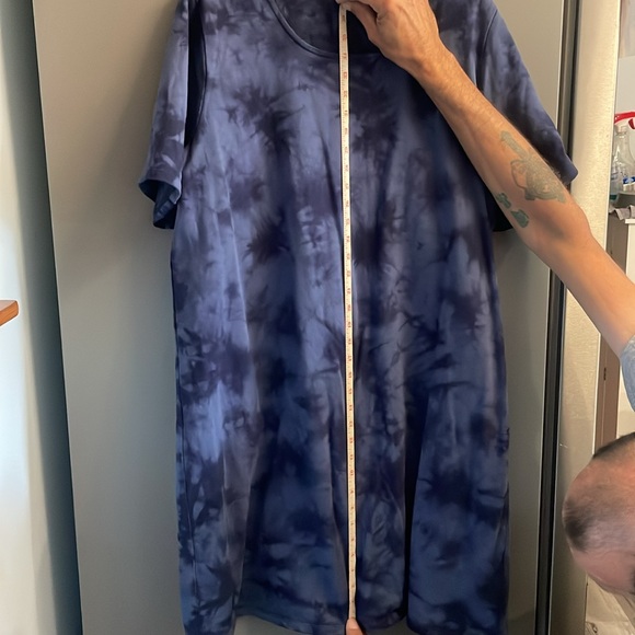 Denim & Co. French Terry Crystal Tie-Dye T-Shirt Dress Navy XL EUC - Picture 5 of 5